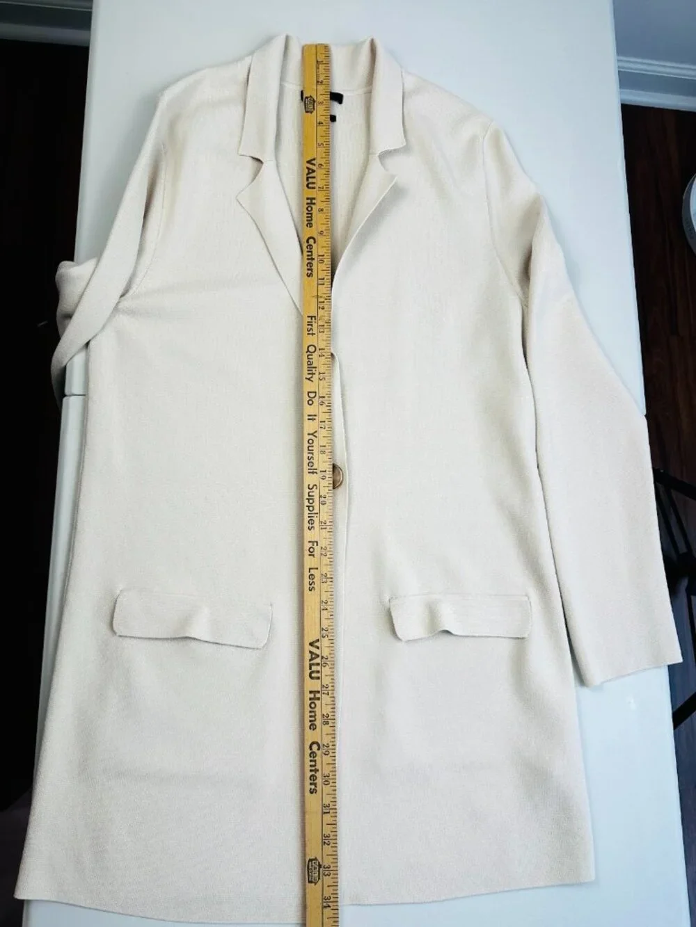 Massimo Dutti Women’s Long Knit Blazer  Size M Ivory Cream Single Button